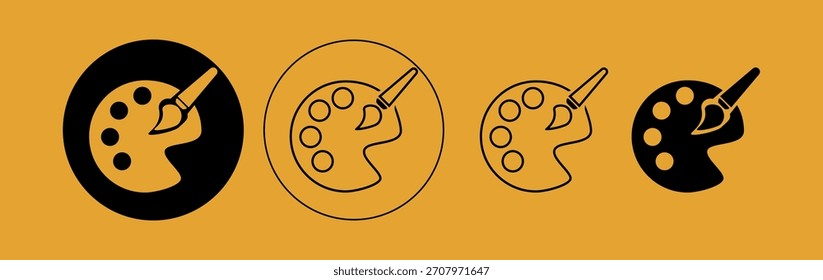palette icon set for drawing, mixing, and creating