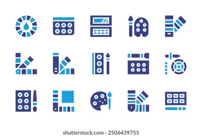 Palette icon set. Duotone color. Vector illustration. Containing color, paintpalette, colorpalette, palette, pantone, eyeshadow, colours, watercolor.