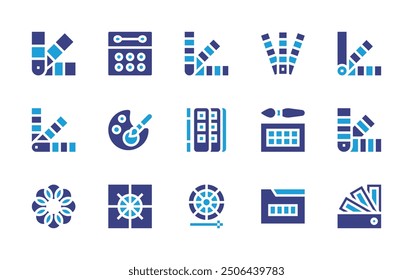 Palette icon set. Duotone color. Vector illustration. Containing colorsample, palette, colorpalette, composition, color, paint, graphicdesign, colors, pantone.