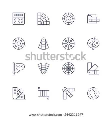 Palette icon set. Thin line icon. Editable stroke. Containing watercolor, colorwheel, colorcircle, palette, colorpalette, pantone, color.