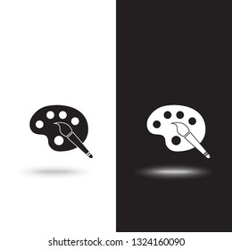palette icon vector on black and white background