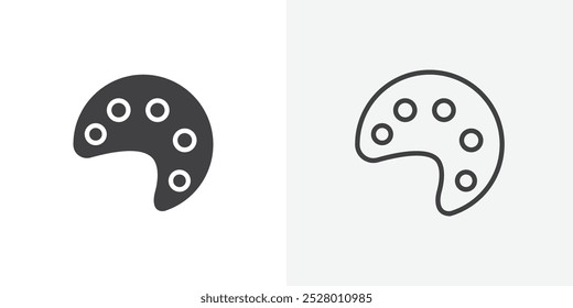 Palette icon vector icon set in black and white color.