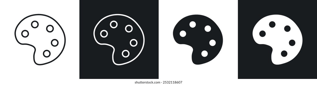 Palette icon vector icon set black filled and outlined style.