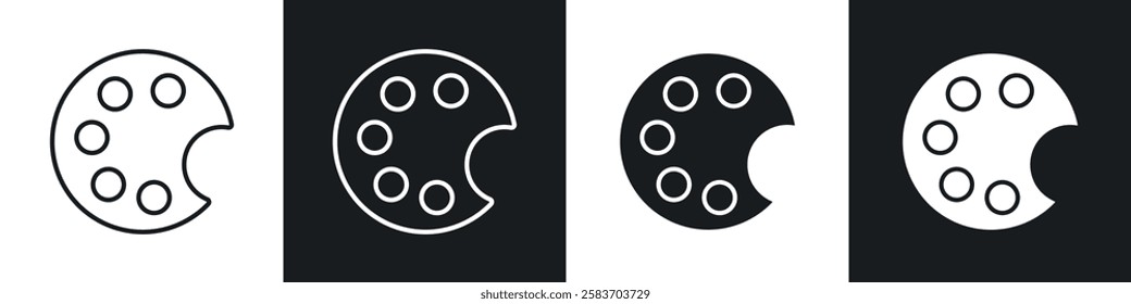 Palette icons collection in black and white filled and line versions