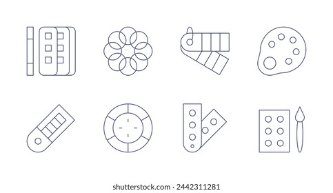 Palette icons. Editable stroke. Containing graphicdesign, pantone, colors, palette, colorpalette.