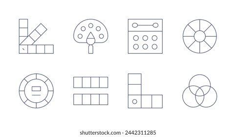 Palette icons. Editable stroke. Containing palette, colorpalette, pantone.