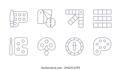 Palette icons. Editable stroke. Containing art, pantone, painting, colorcircle, colorpalette, paintpalette, palette.