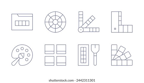 Palette icons. Editable stroke. Containing colorpalette, paintpalette, pantone, colour.