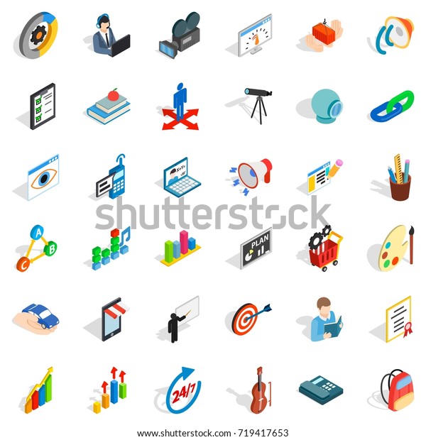 Palette icons set. Isometric\
style of 36 palette vector icons for web isolated on white\
background