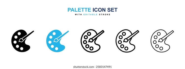 Palette icons vector collection in black and blue colors on white background