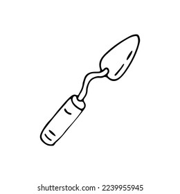 Cuchillo de paleta. Herramienta de un artista para pintar óleo. Espátula de arte. Doodle. Dibujado a mano. Ilustración vectorial. Esquema.