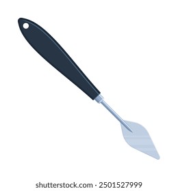 Palette knife with black handle. Flat vector illustration isolated on white background. Art tool and painting concept. Perfect for educational materials and creative projects