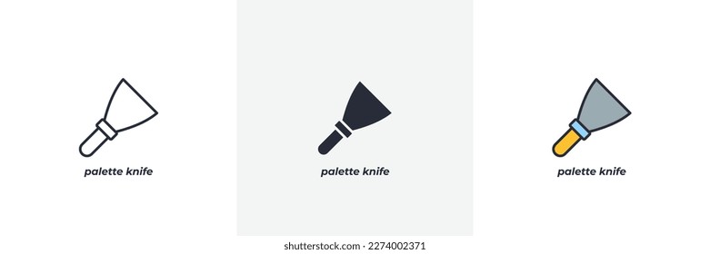 palette knife icon. Line, solid and filled outline colorful version, outline and filled vector sign. Idea Symbol, logo illustration. Vector graphics