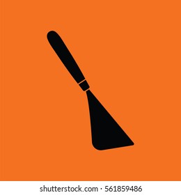 Palette knife icon. Orange background with black. Vector illustration.