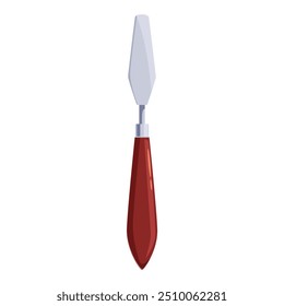 Faca de paleta com punho de madeira em pé sobre fundo branco, ferramenta para aplicar, misturar, raspar tinta
