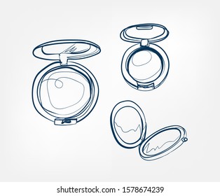 palette line blush vector clip art isolated cosmetics