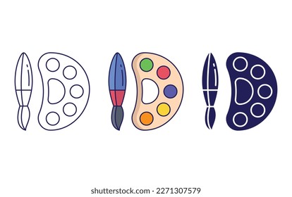 Palette line and solid illustration icon