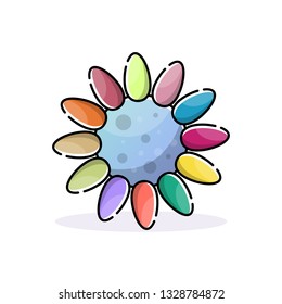 Palette with nails. Manicure tools. Nail salon. Vector flat isolated object in linear style on white background.