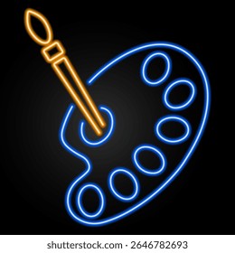 palette neon sign, modern glowing banner design, colorful modern design trends on black background. Vector illustration.