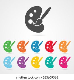Palette and Paint Brush Icon