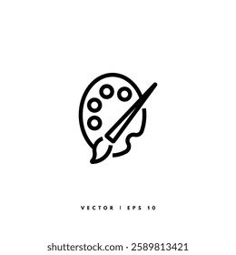 Palette Paint Brush Icon. Editable Stroke