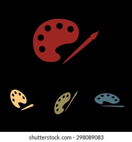 palette and paint brush icon. Flat design