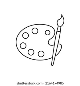 Icono de paleta y pincel. Vector. Estilo de línea.