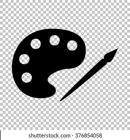 palette and paint brush sign. Flat style icon on transparent background
