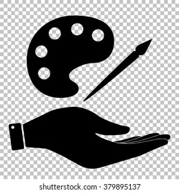 palette and paint brush sign. Flat style icon vector illustration.