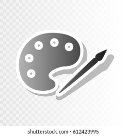Palette and paint brush sign. Vector. Blackish icon on transparent background with transition.
