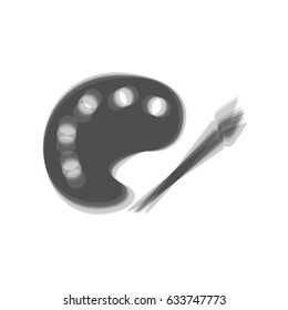 Palette and paint brush sign. Vector. Gray icon shaked at white background.