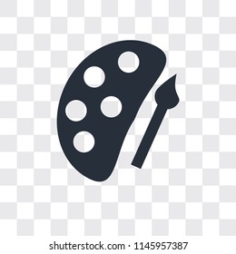 Palette and paint brush vector icon isolated on transparent background, Palette and paint brush logo concept