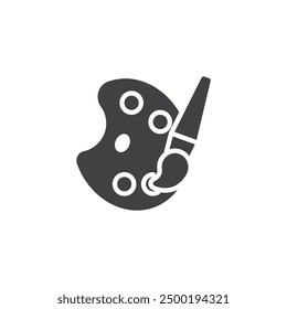 Palette with paint and a brush vector icon. filled flat sign for mobile concept and web design. Art Palette glyph icon. Symbol, logo illustration. Vector graphics