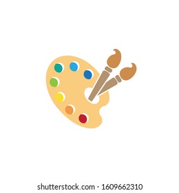 Palette with paint brushes icon vector