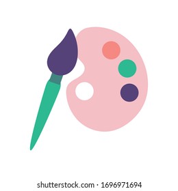 palette paint colors and brush flat style vector illustration design