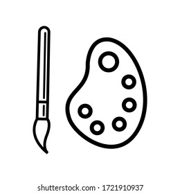 Palette and paintbrush icon vector template