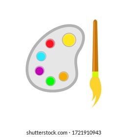 Palette and paintbrush icon vector template