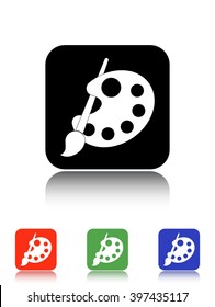 palette and paintbrush vector icon - black and colored buttons