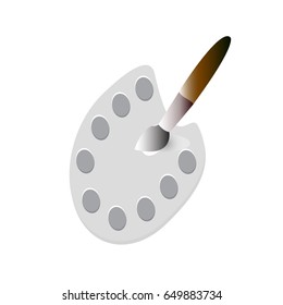 Palette and paintbrush White as background