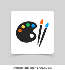 Palette and paintbrushes. Vector icon