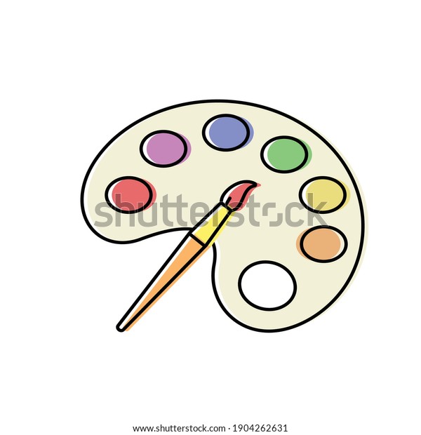 palette for painting. tools for painting and\
drawing. vector icon in flat\
style
