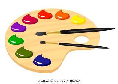 palette with paints