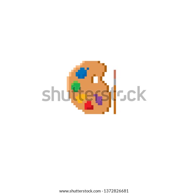 Palette Paints Brush Pixel Art Old Stock Vector (Royalty Free ...