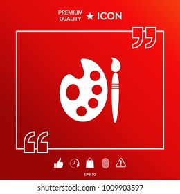 Palette for paints with paint brush icon