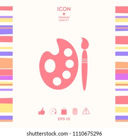 Palette for paints with paint brush icon