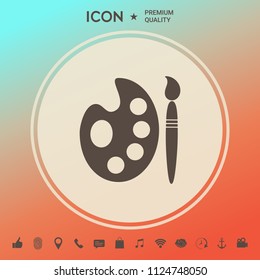Palette for paints with paint brush icon