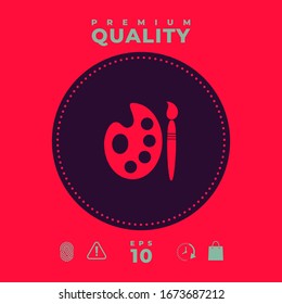 Palette for paints with paint brush icon. Graphic elements for your design