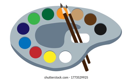 Palette with paints. Vector image, eps 10