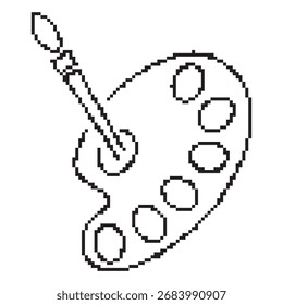 ícone de pixel da paleta, 8 bits. Ilustração isolada de vetor.