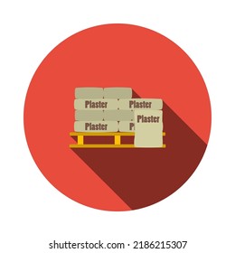 Palette with plaster bags icon. Flat color design. Vector illustration.